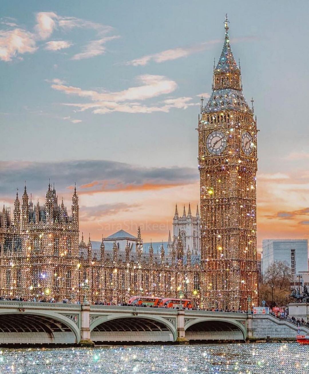 Big Ben, London, Palace of Westminster, Westminster Bridge, Abendhimmel, Full HD, iPad-Hintergrundbild