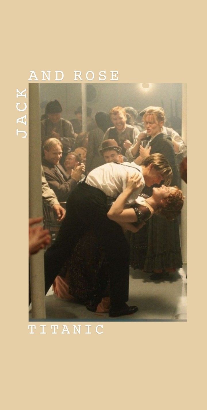 Jack Dawson, Rose DeWitt Bukater, Titanic, Tanzszene, Beiger Hintergrund, Vintage, Sperrbildschirm