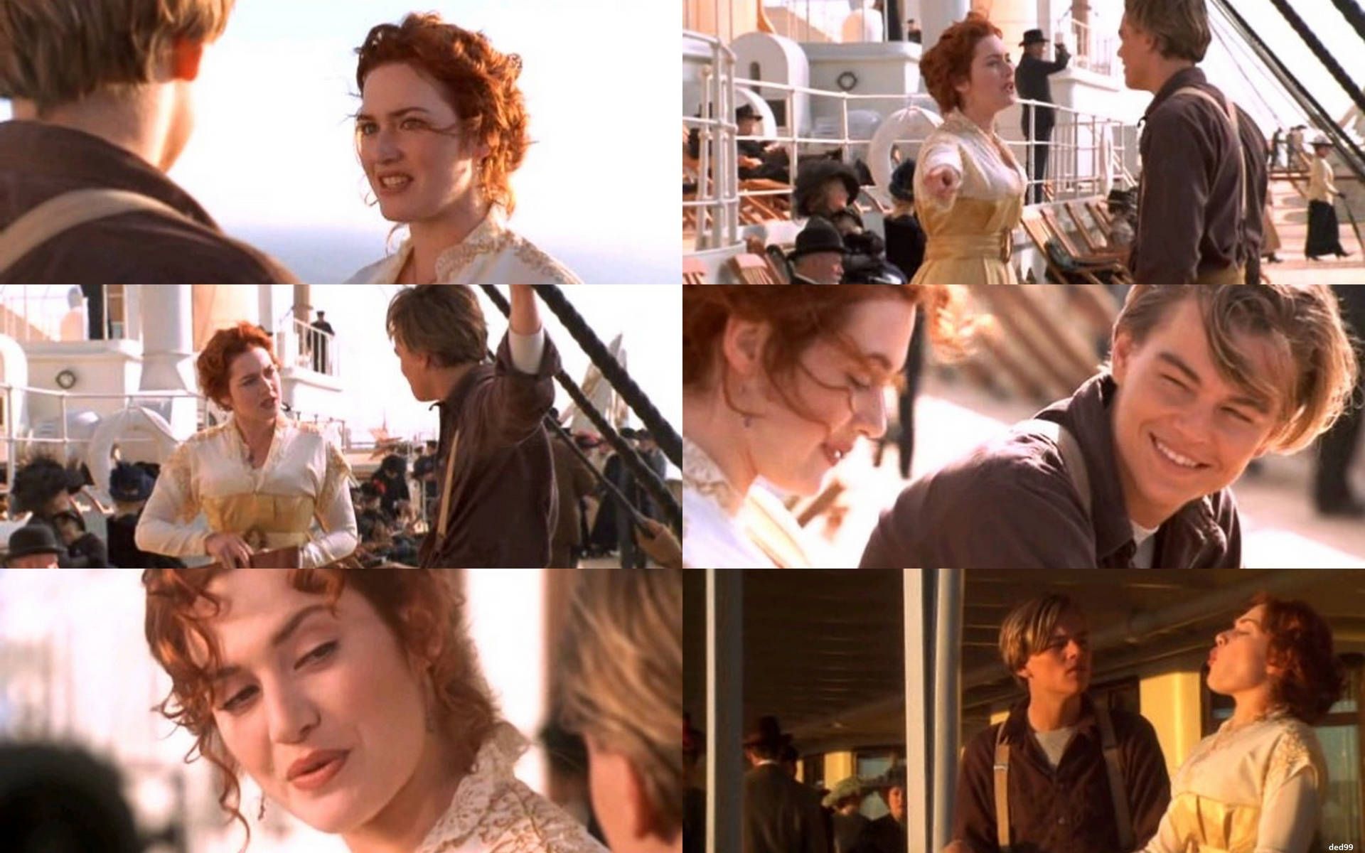 Rose DeWitt Bukater, Jack Dawson, Kate Winslet, Leonardo DiCaprio, Filmszenen, Collage, Full-HD-Hintergrund
