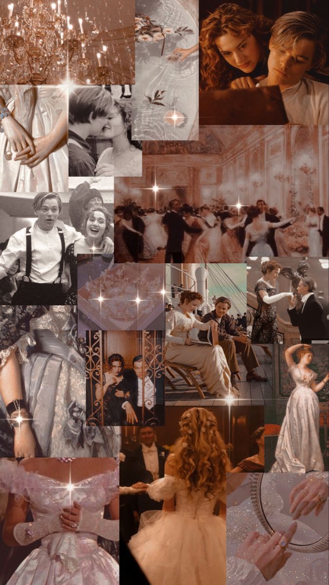 Titanic, Collage, Filmszenen, Liebespaar, Sepia, Ästhetik, Sperrbildschirm fürs iPhone