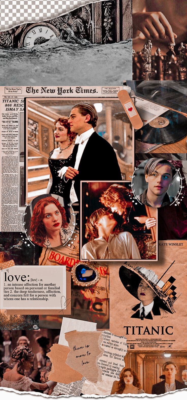 Titanic, Jack Dawson, Rose DeWitt Bukater, Collage, Zeitungsausschnitt, Vintage, HD-Handy-Hintergrundbild