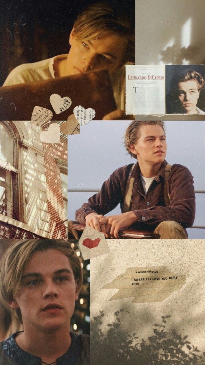 Jack Dawson, Leonardo DiCaprio, Titanic, Collage, Sepia, Ästhetik, Hintergrundbild fürs Handy