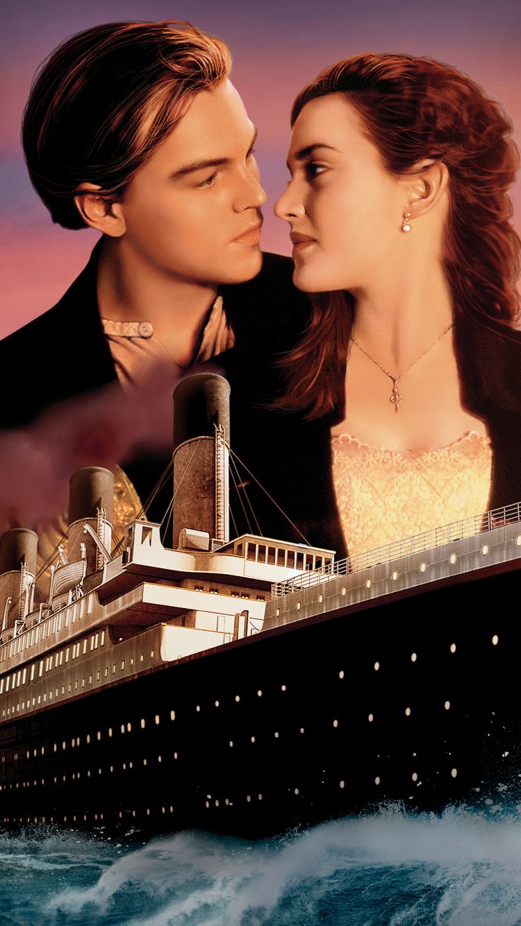 Jack Dawson, Rose DeWitt Bukater, Leonardo DiCaprio, Kate Winslet, RMS Titanic, Filmplakat, iPhone-Hintergrundbild
