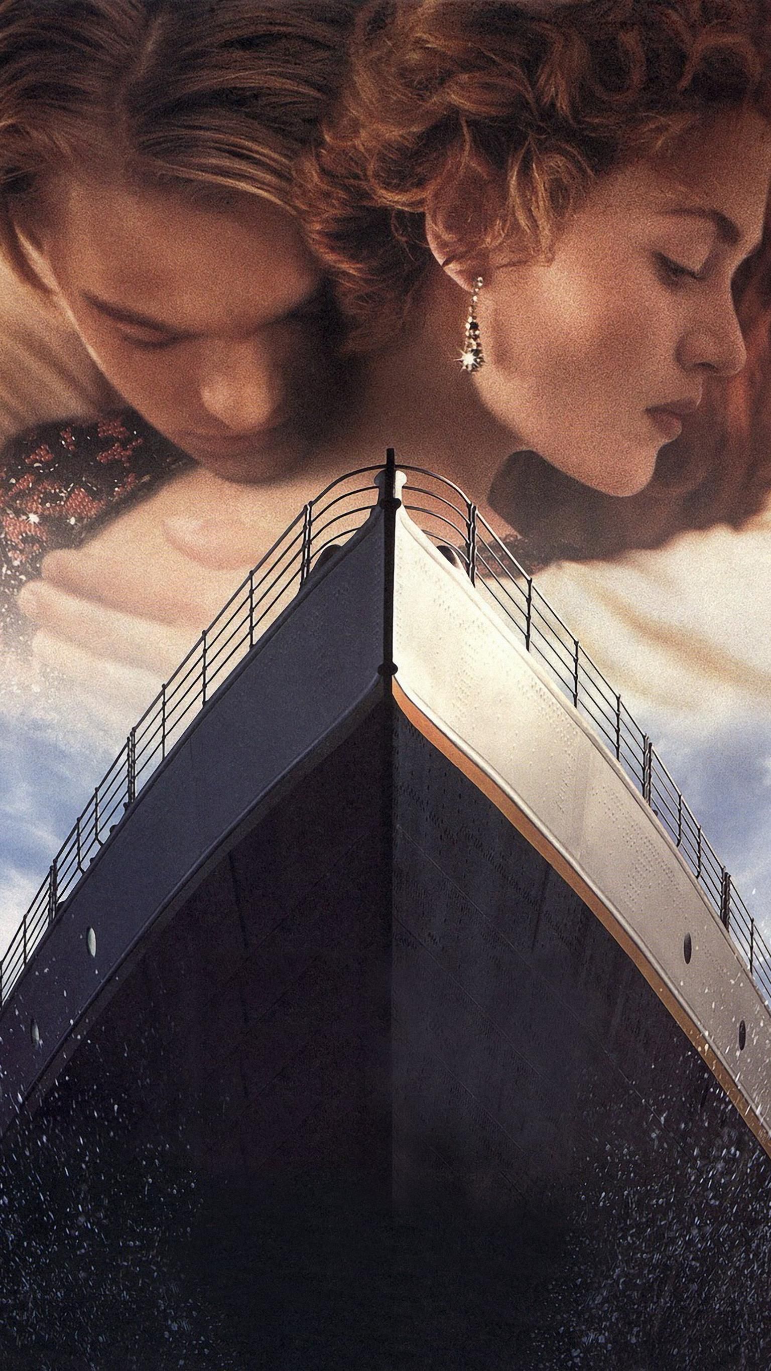Jack Dawson, Rose DeWitt Bukater, RMS Titanic, Schiffsbug, Filmplakat, QHD+, Handy-Hintergrundbild
