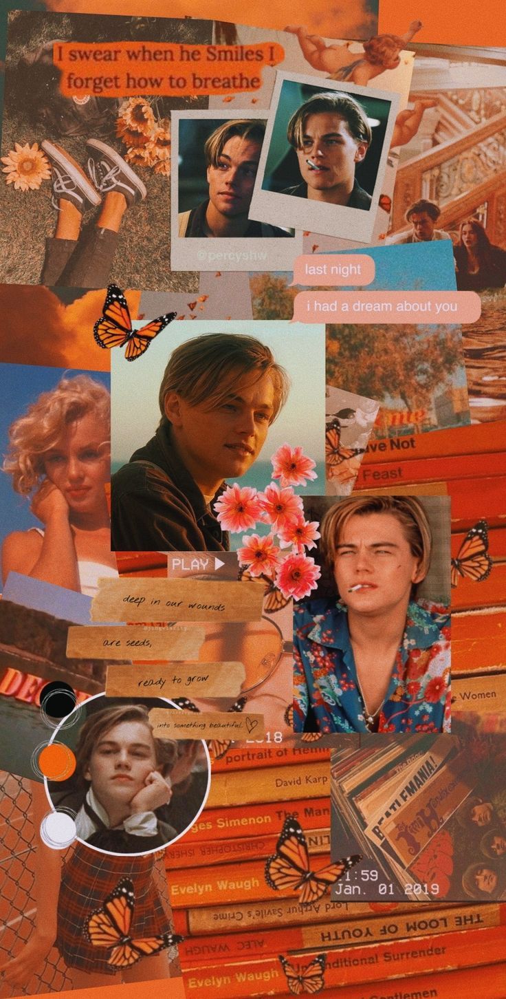 Jack Dawson, Rose DeWitt Bukater, Titanic, Collage, Oranger Ton, Retro, HD, iPhone-Hintergrundbild