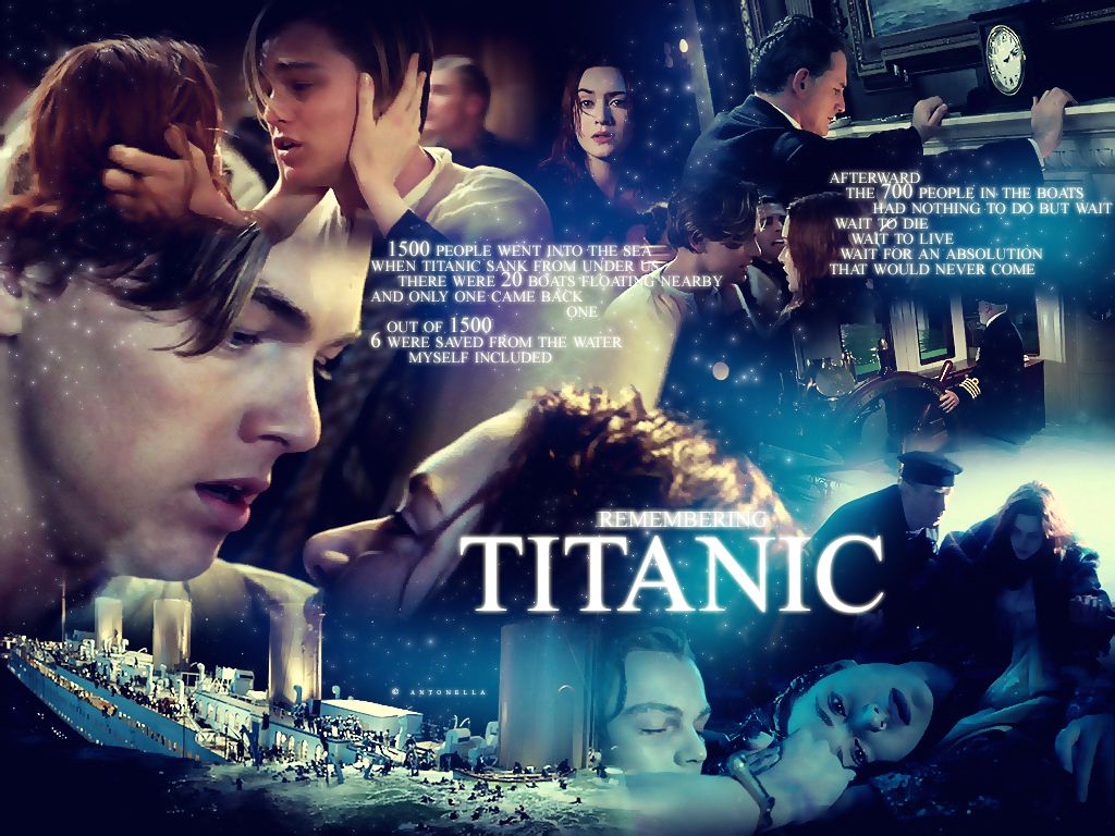 Jack Dawson, Rose DeWitt Bukater, Leonardo DiCaprio, Kate Winslet, Titanic (1997), Filmplakat, Collage, Tablet-Hintergrundbild