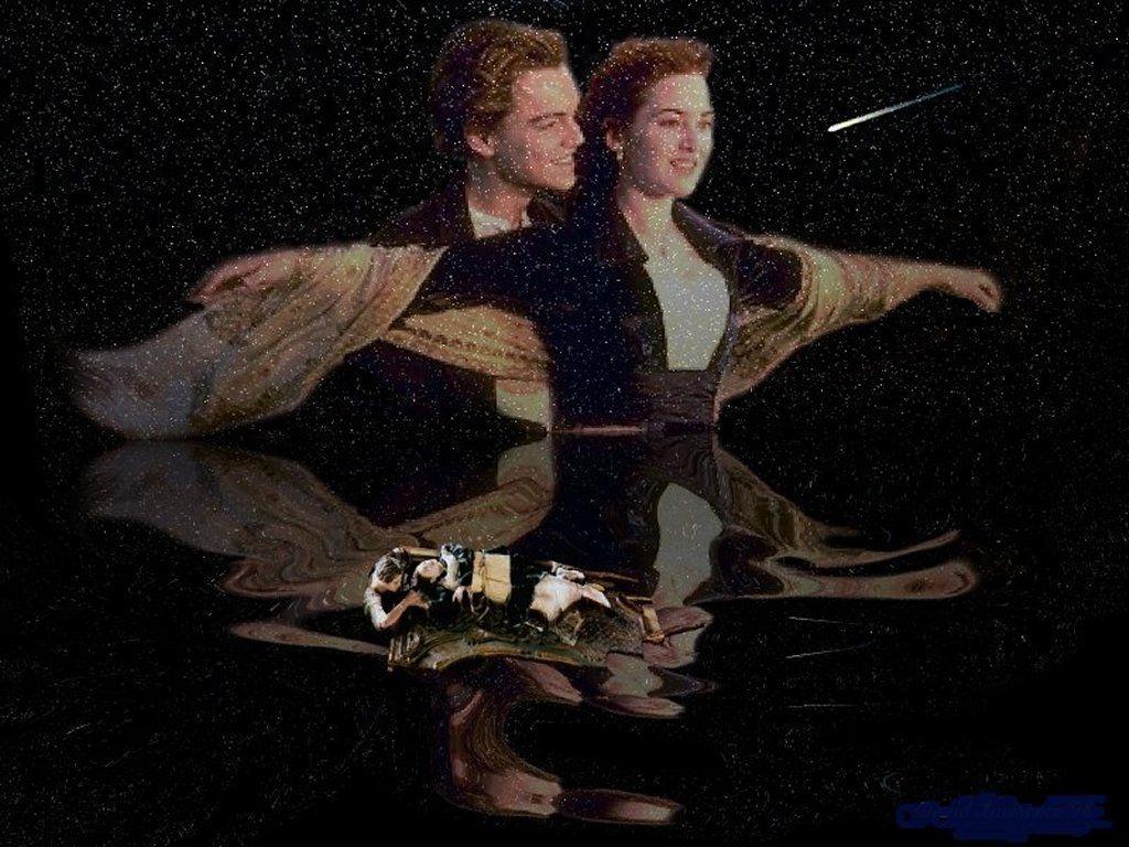 Jack Dawson, Rose DeWitt Bukater, Ikonische Szene, Nacht, Sternschnuppe, Spiegelung, Tablet-Hintergrund
