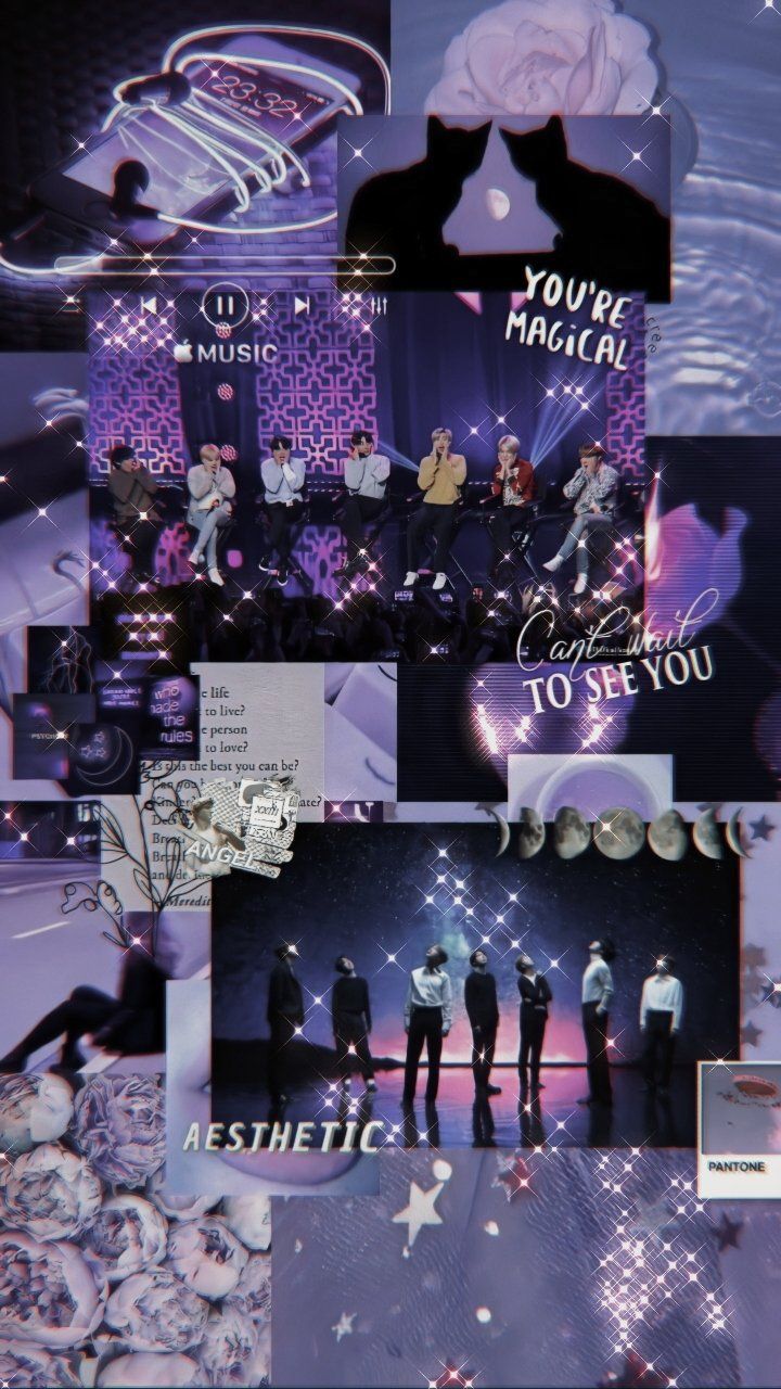 BTS, Collage, Konzert, Lila, Galaxie, HD, Sperrbildschirm fürs iPhone