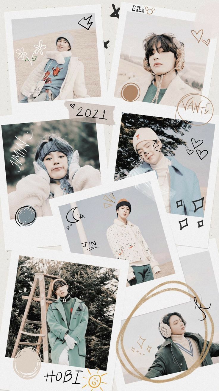 J-Hope, BTS, Polaroids, Collage, HD, Handy-Hintergrund im Hochformat
