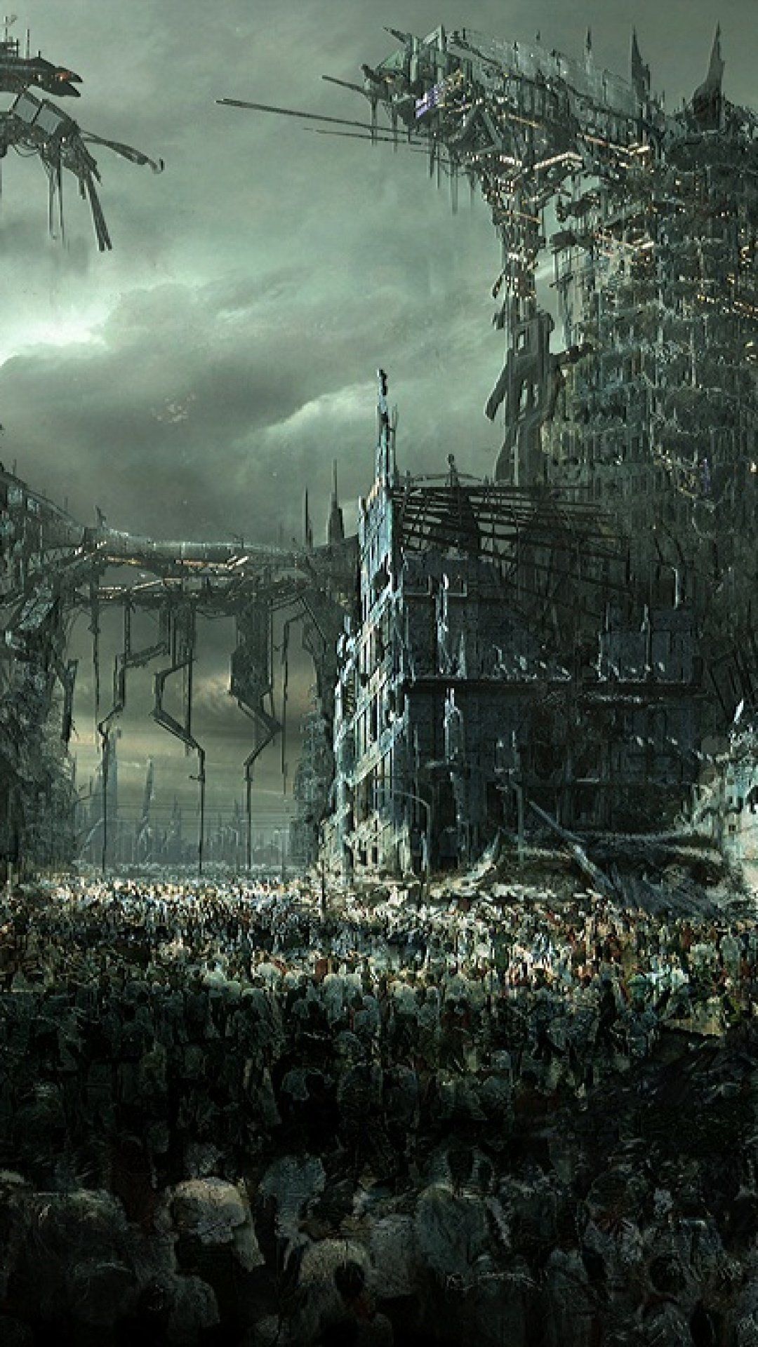 World War Z, Zombiehorde, Mauer, Stadt, Apokalypse, Full HD, Hintergrundbild fürs Handy