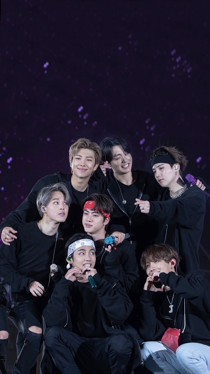BTS, Gruppenfoto, Sternenhimmel, K-Pop, HD, Handy-Hintergrund im Hochformat