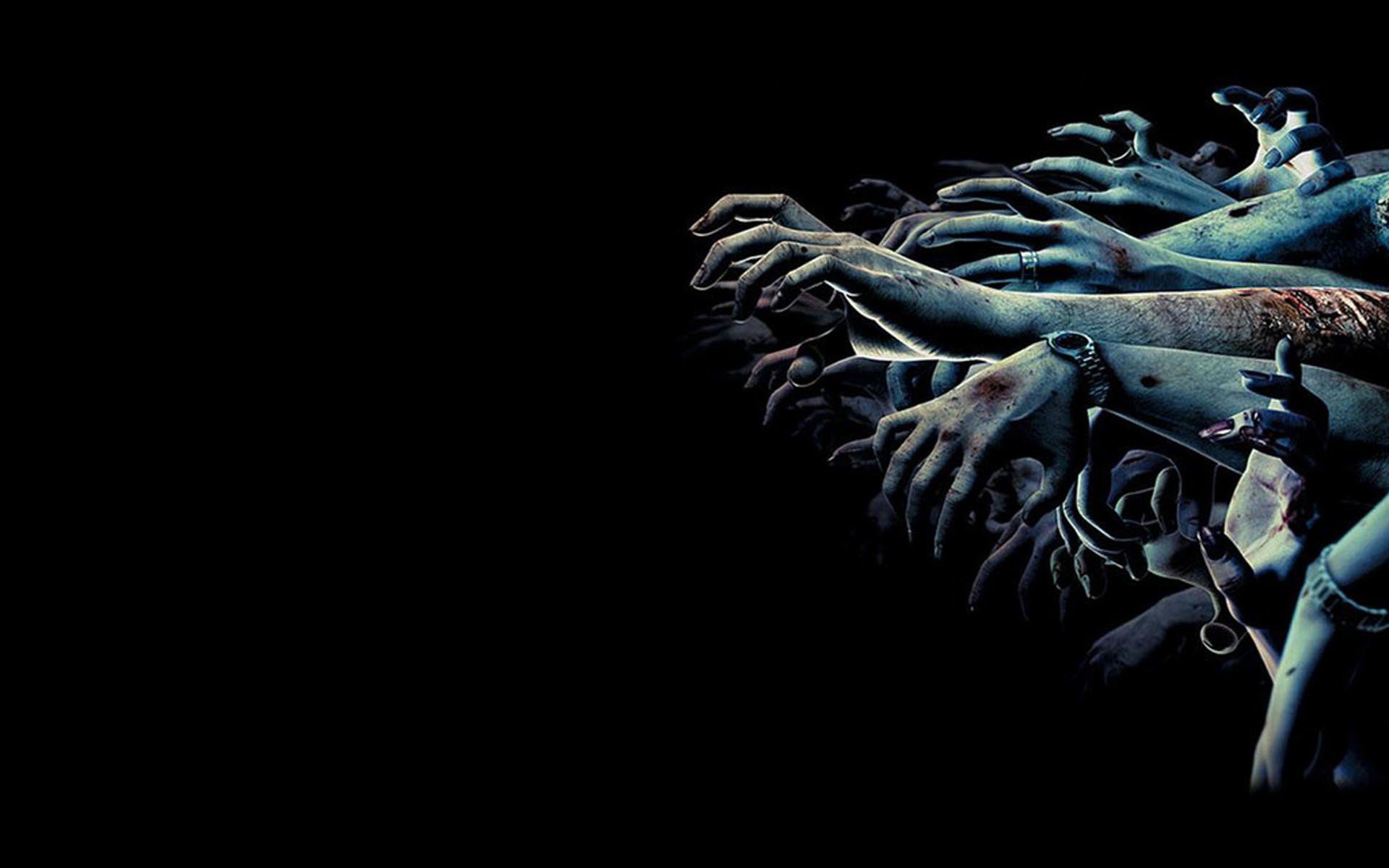 Zombiehände, Greifende Hände, Schwarzer Hintergrund, Horror, Full HD Wallpaper