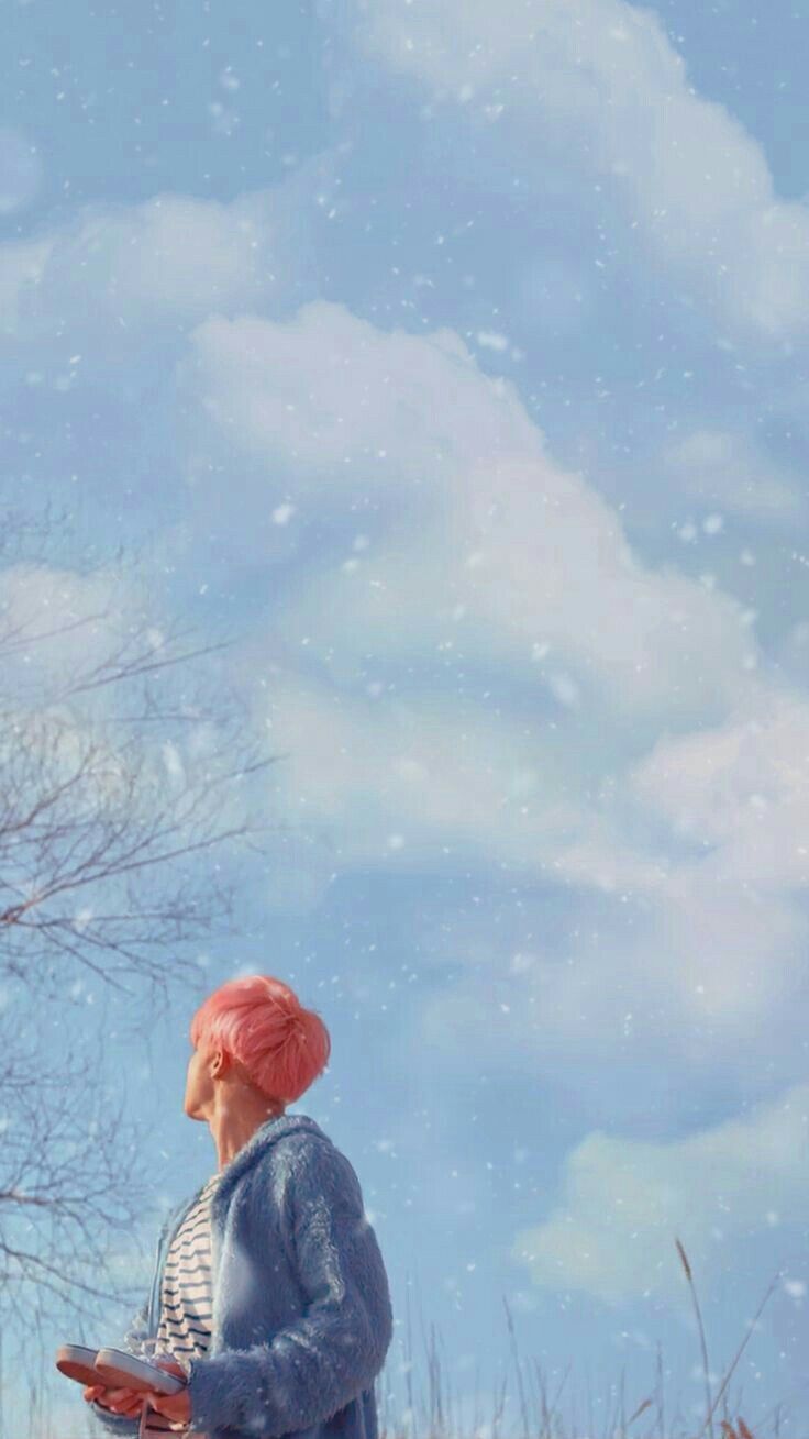 BTS, Rote Haare, Wolkenhimmel, Hochformat, HD, Hintergrundbild fürs Handy