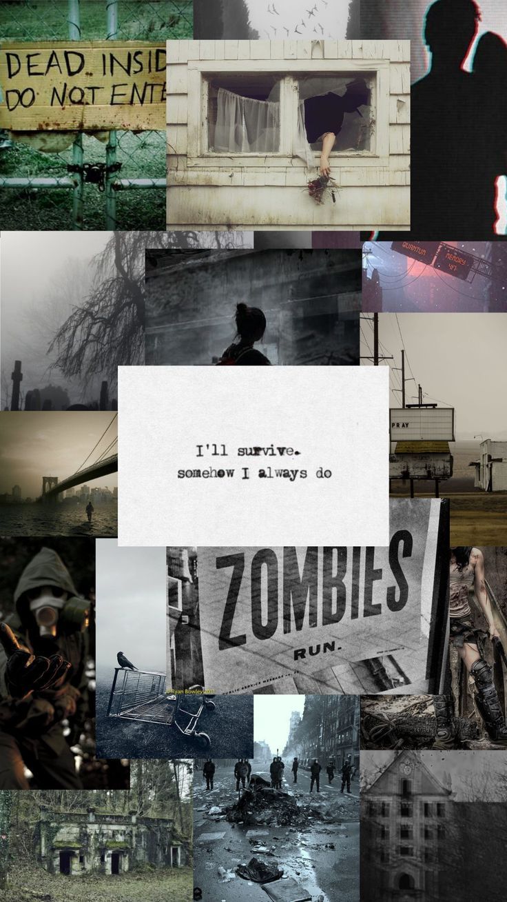 Collage, Zombies, Dead Inside, Düster, Ästhetik, HD, Handy-Hintergrund im Hochformat