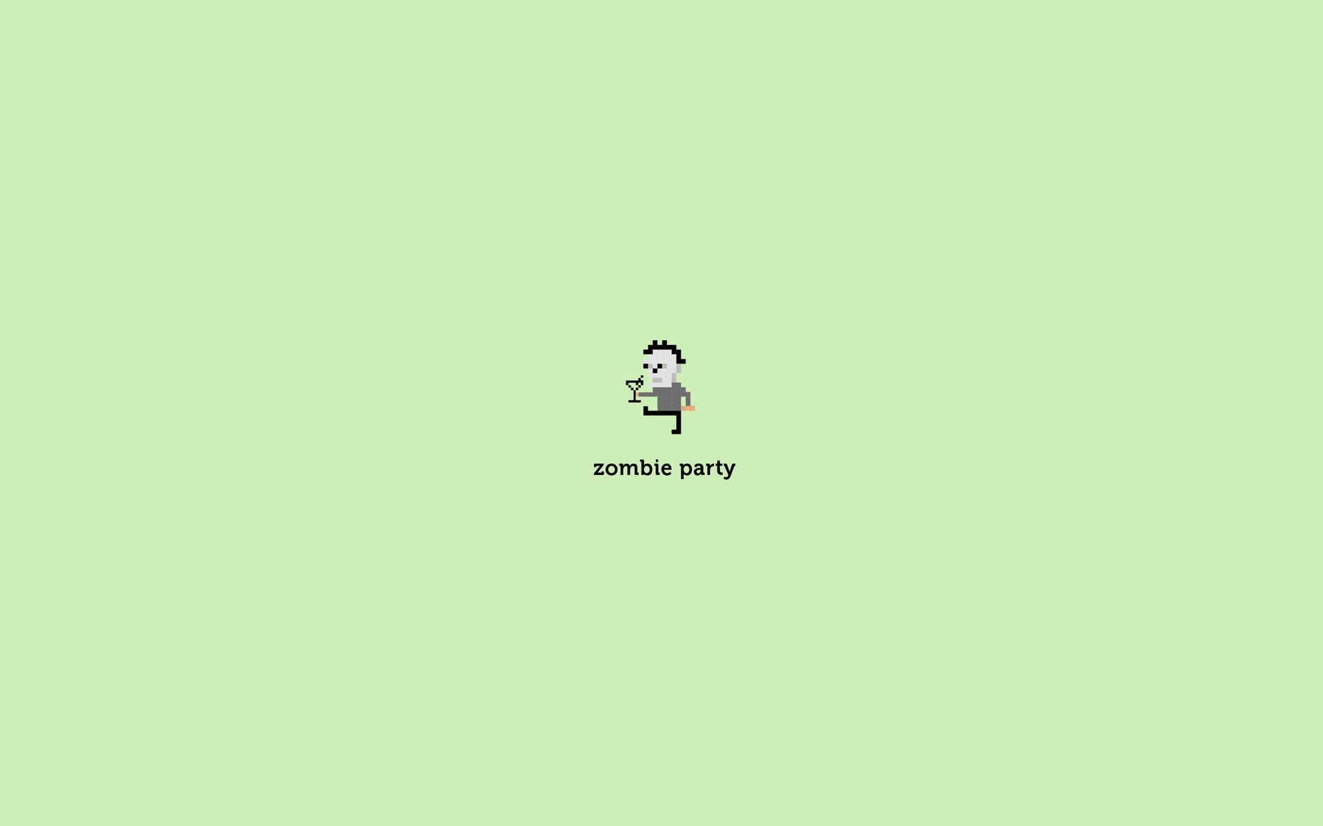 Zombie Party, Kleiner Zombie, Hellgrün, Minimalistisch, Niedlich, Full HD, PC-Hintergrundbild