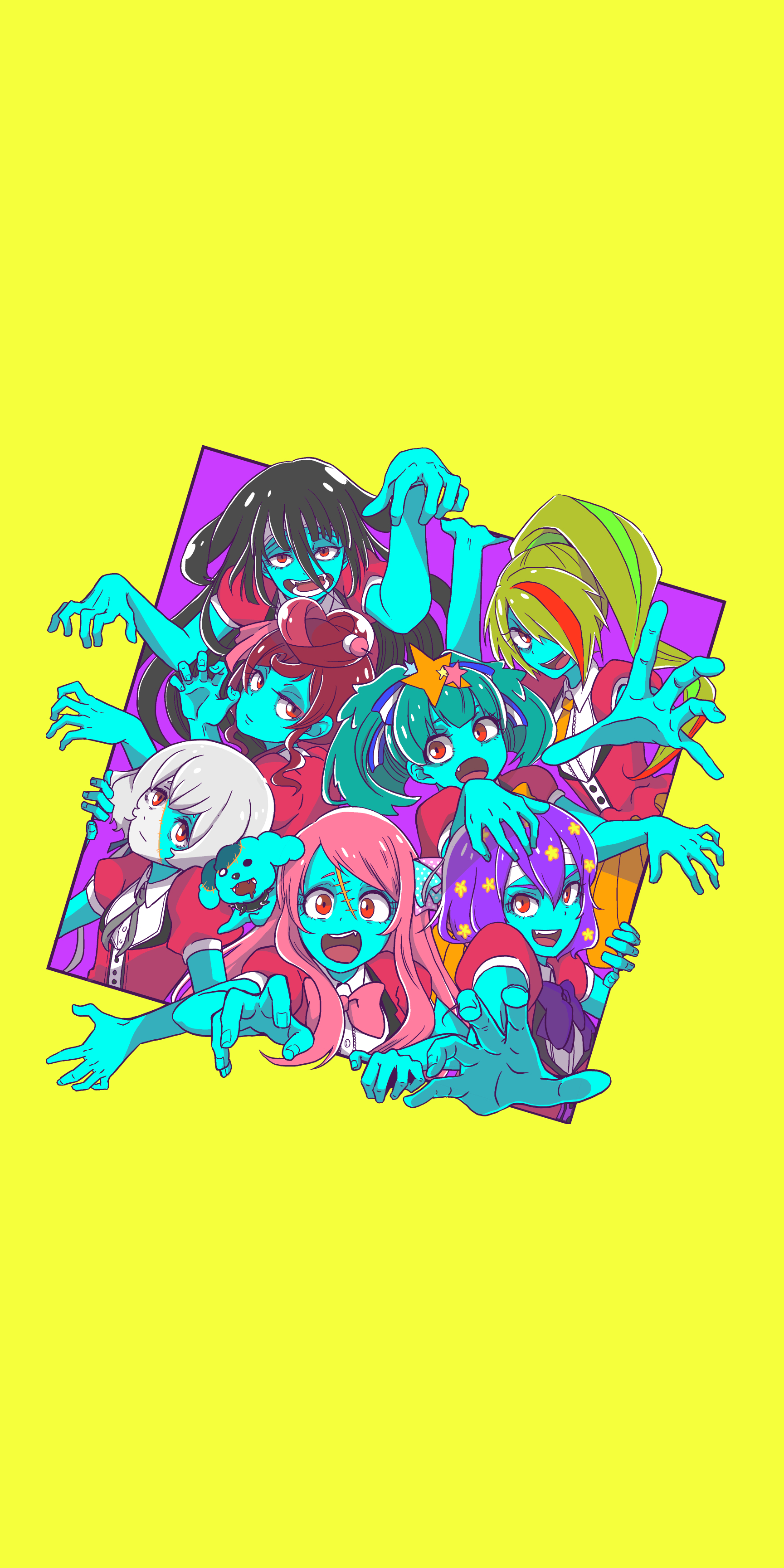 Zombie, Bunt, Gelber Hintergrund, Illustration, Pop-Art, Sperrbildschirm fürs iPhone