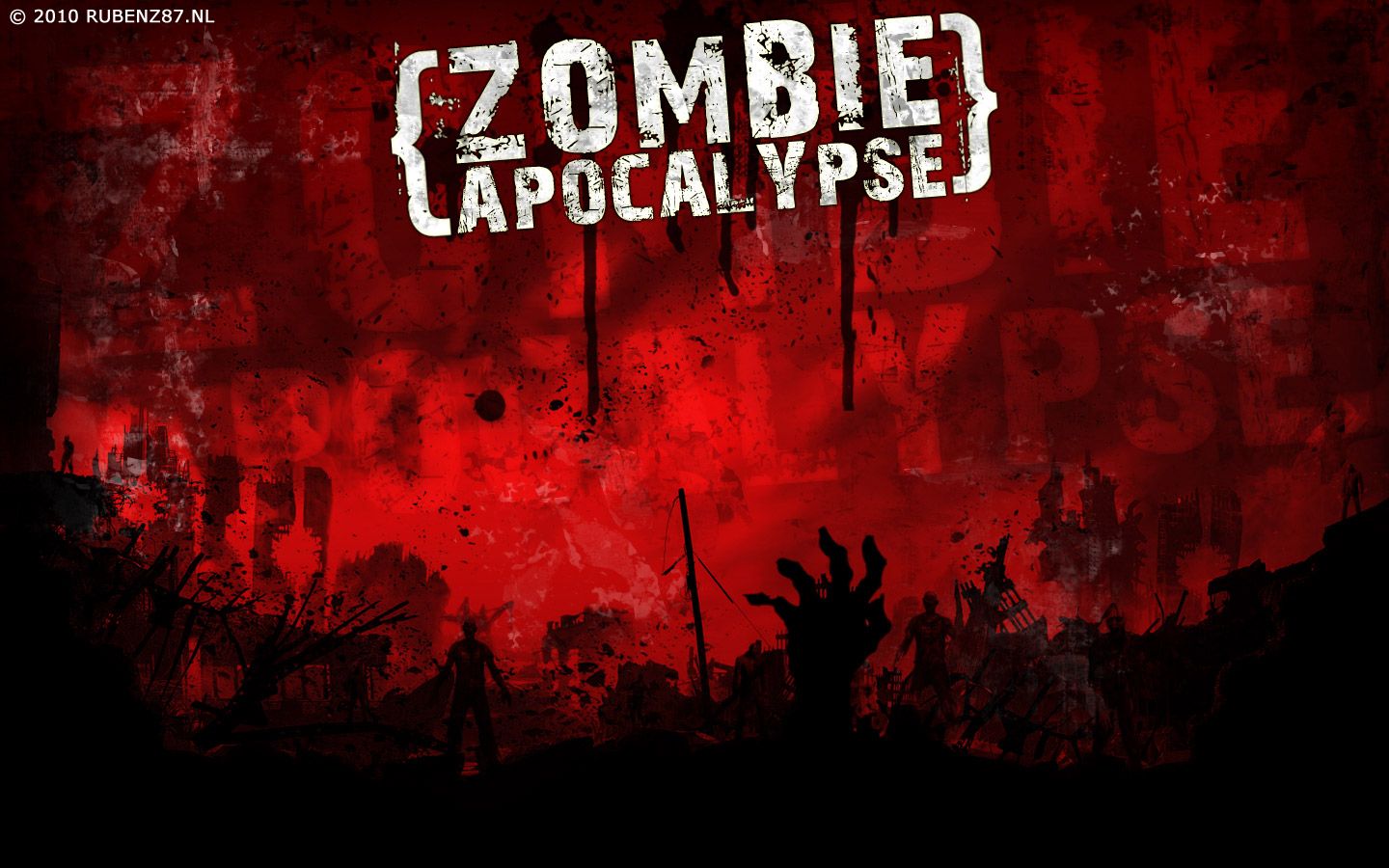 Zombie Apocalypse, Schriftzug, Rot, Zombiehand, Grunge, 16:10, HD-Hintergrundbild für den Desktop