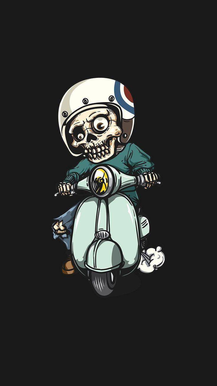 Skelett, Vespa, Motorroller, Helm, Cartoon, HD, Sperrbildschirm fürs iPhone