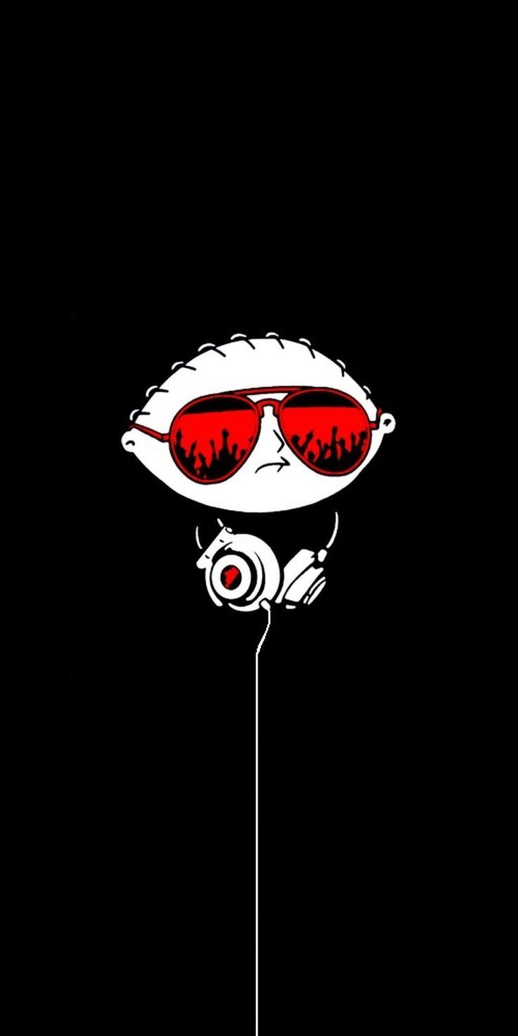 Stewie Griffin, Family Guy, Sonnenbrille, Kopfhörer, Schwarzer Hintergrund, Sperrbildschirm fürs iPhone