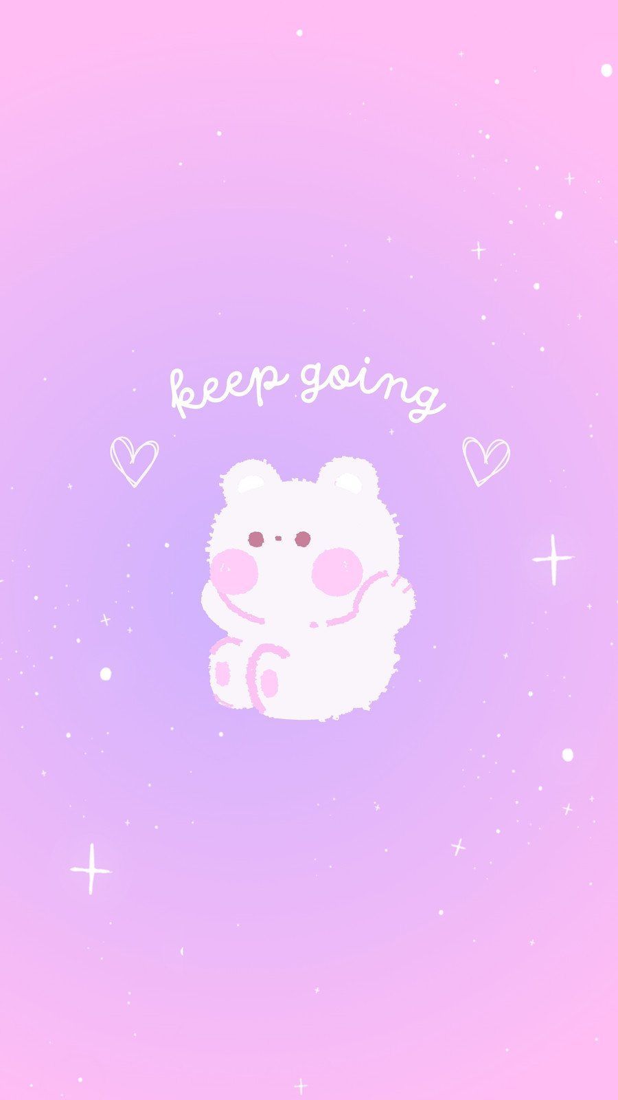 Keep going, Bär, Kawaii, Pink, Herzen, Sperrbildschirm fürs Galaxy S24