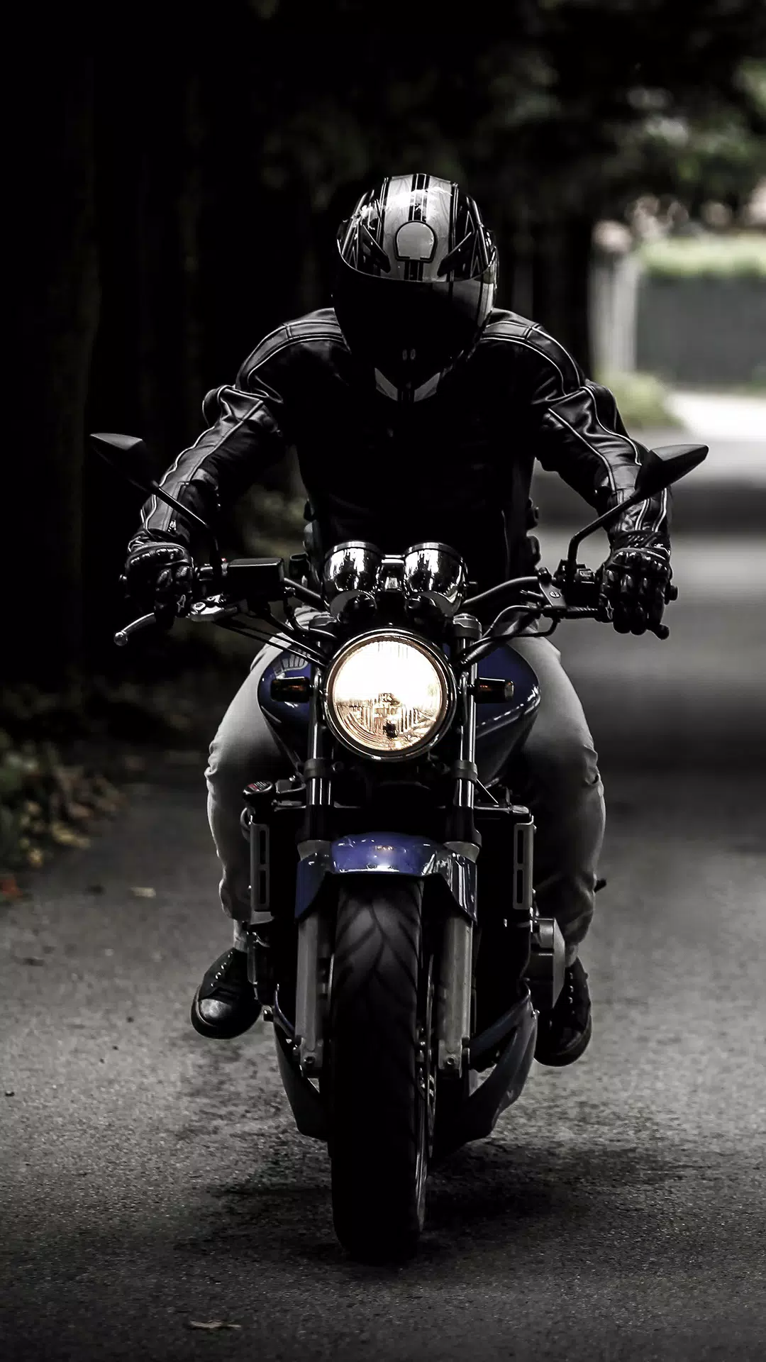 Motorrad, Motorradfahrer, Helm, Nacht, Scheinwerfer, Full HD, Sperrbildschirm fürs iPhone