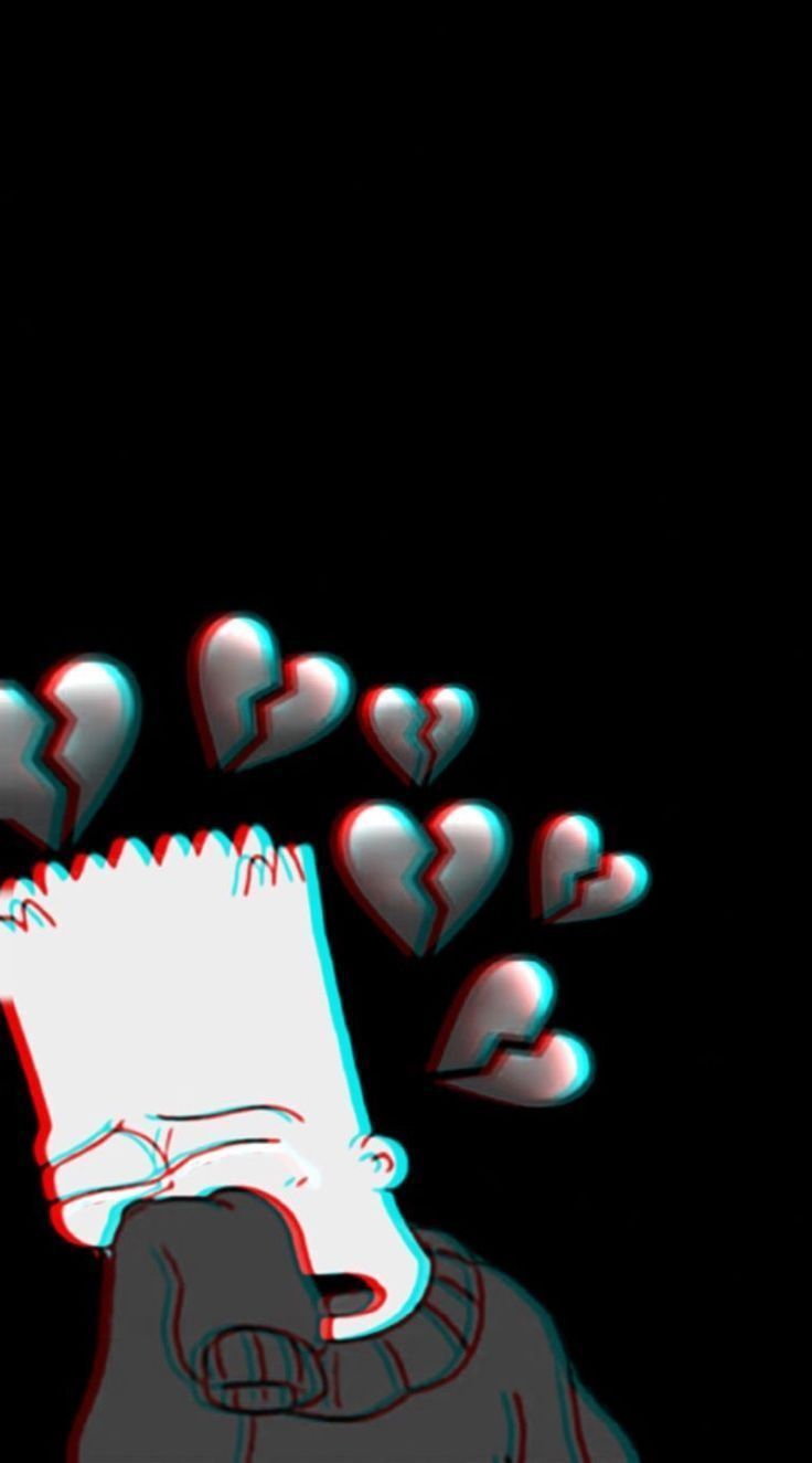 Bart Simpson, Die Simpsons, Gebrochene Herzen, Traurig, Schwarzer Hintergrund, Sperrbildschirm