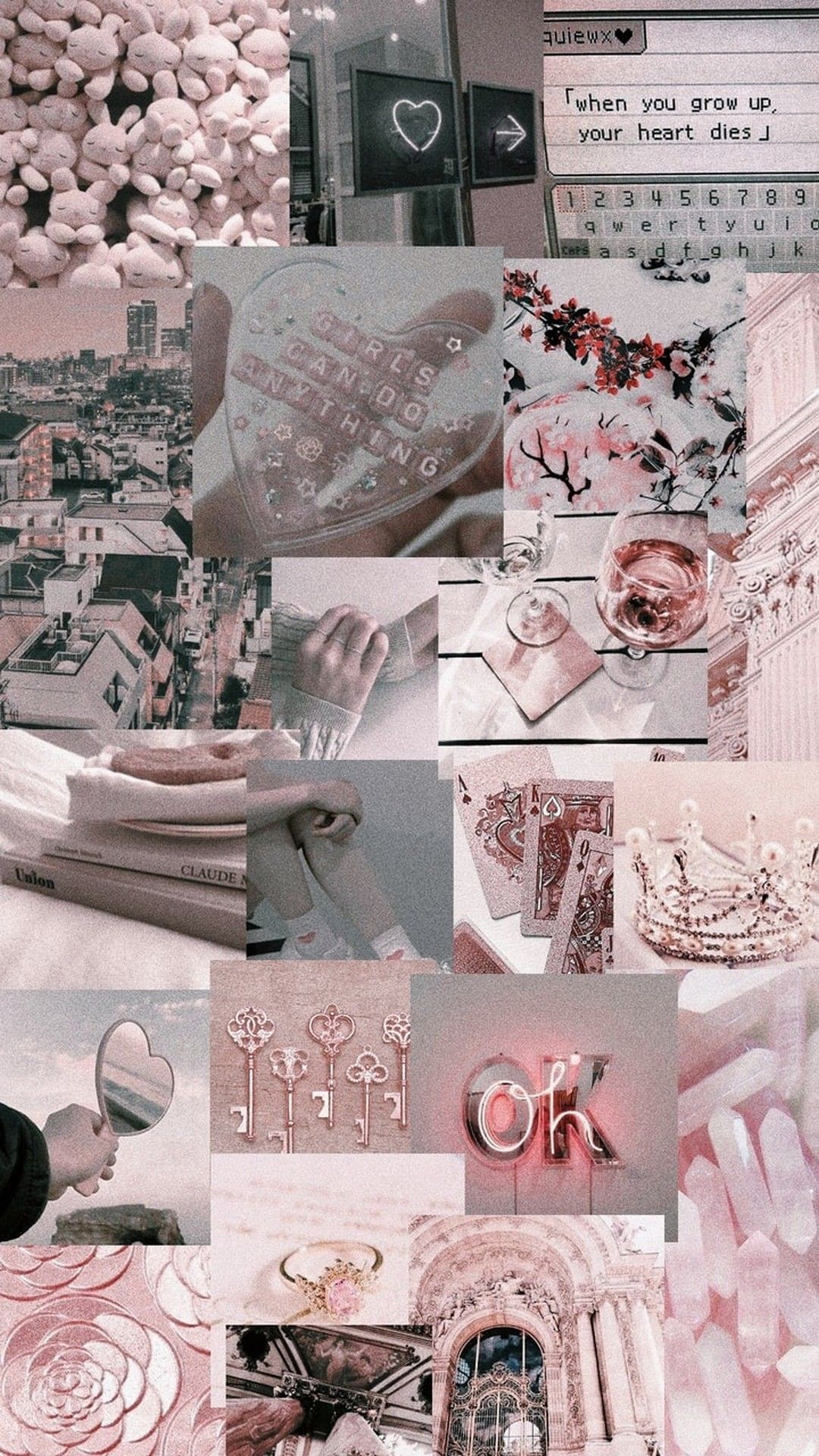 Collage, Rosa, Grau, Ästhetik, Google-Pixel-5-Wallpaper