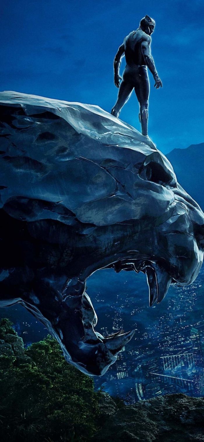Black Panther, Marvel, Panther, Felsen, Nacht, Hintergrundbild für iPhone und Android