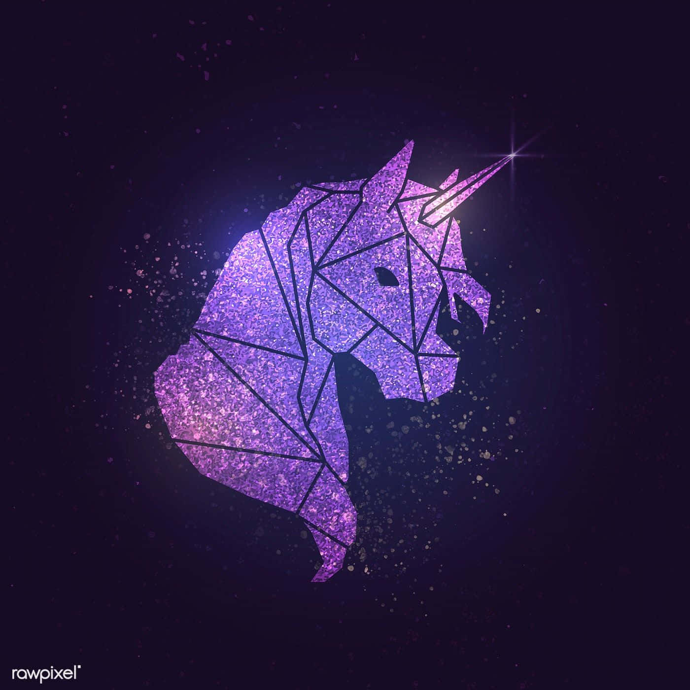 Einhorn, Geometrisch, Galaxie, Lila, Dunkler Hintergrund, HD Wallpaper