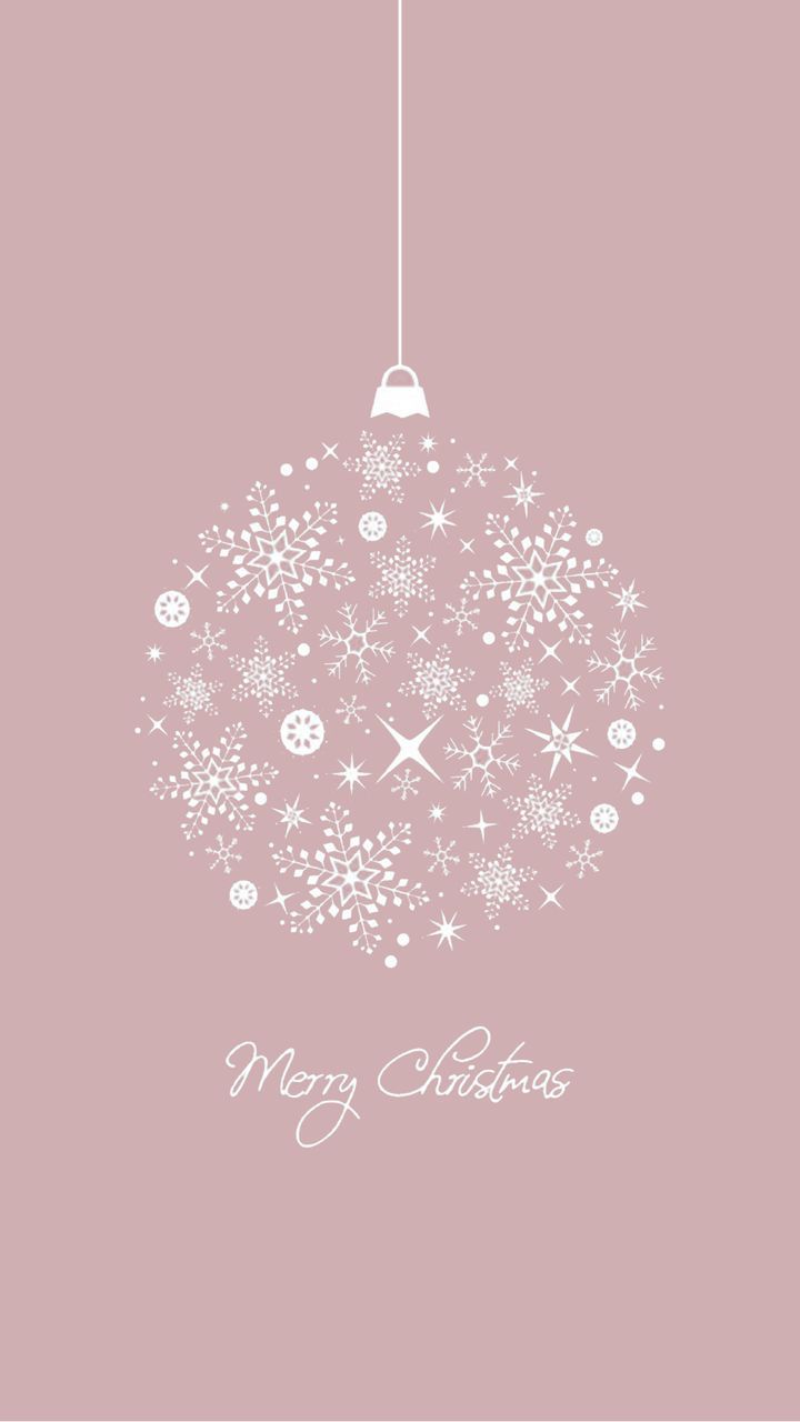 Merry Christmas, Christbaumkugel, Schneeflocken, Minimalistisch, Rosa Hintergrund, Sperrbildschirm