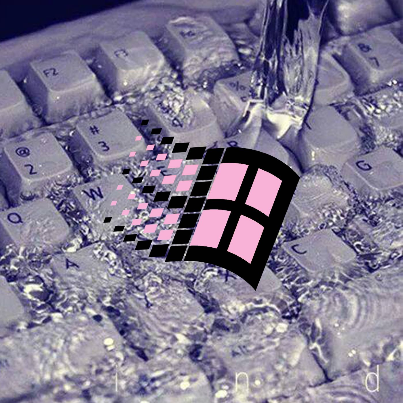 Windows-Logo, Tastatur, Vaporwave, Glitch, Silber, HD, Hintergrundbild fürs Tablet