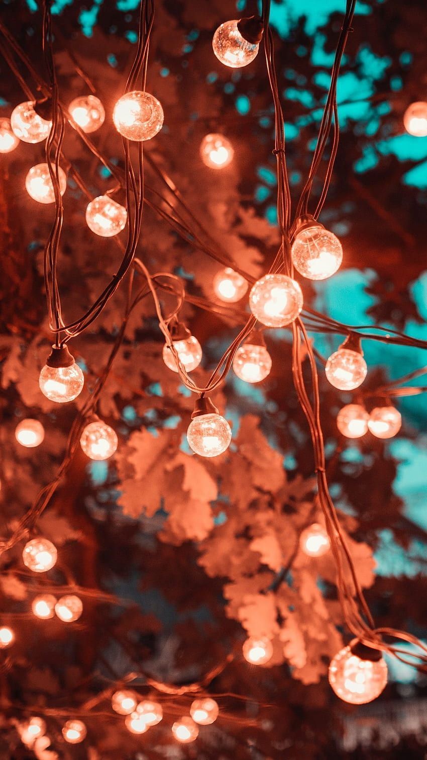 Lichterkette, Bokeh, Orange, Türkis, Funkeln, HD, Sperrbildschirm fürs iPhone