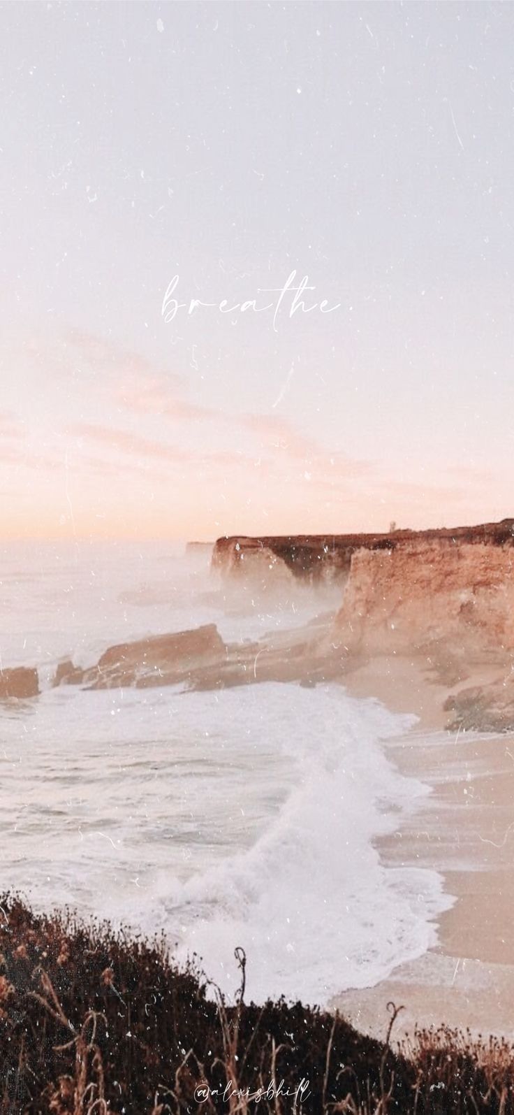Klippen, Brandung, Küste, Schriftzug, Pastell, HD, Hintergrundbild fürs Handy