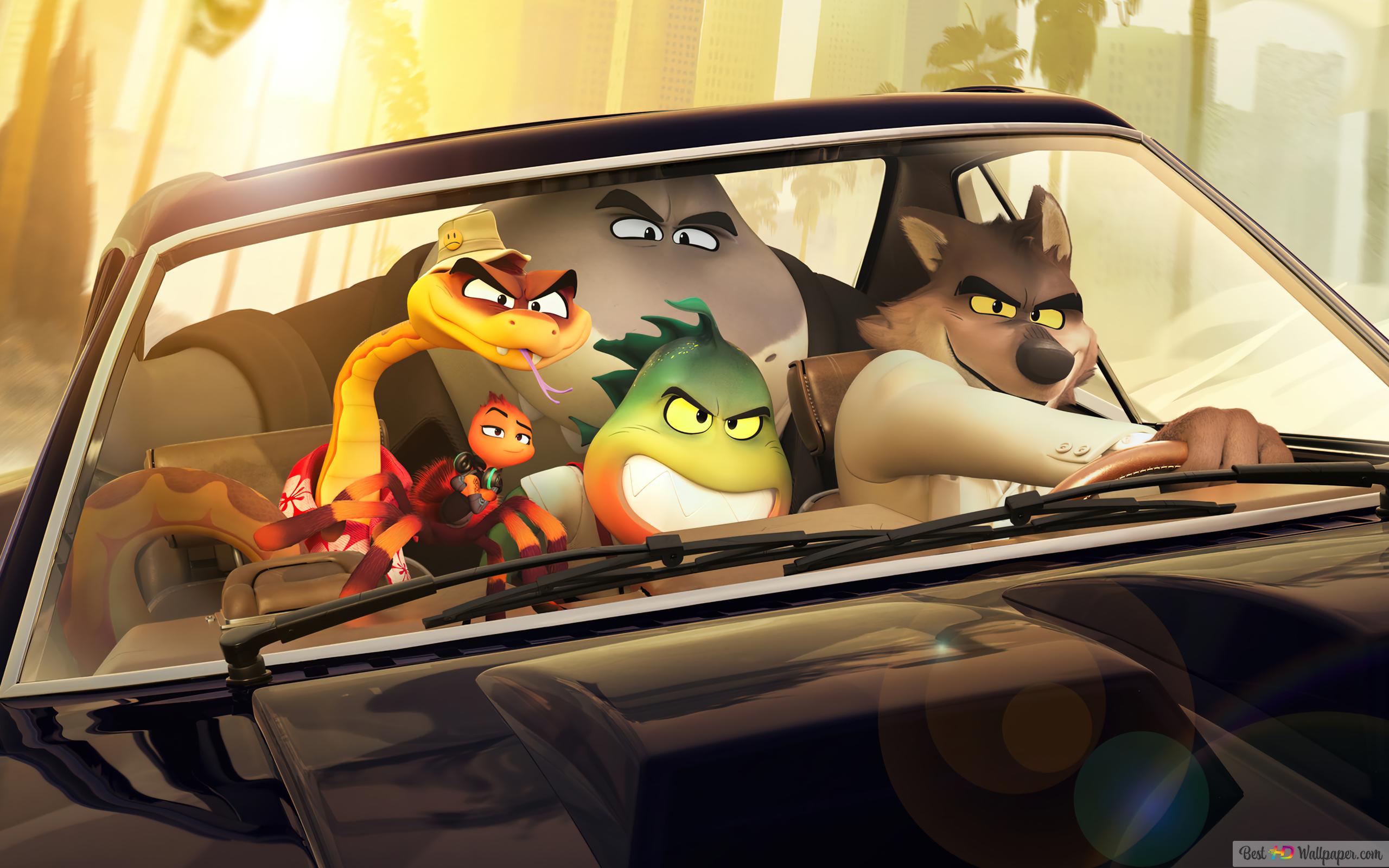Die Gangster Gang, Mr. Wolf, DreamWorks, Auto, Animationsfilm, 2K, Desktop-Hintergrund