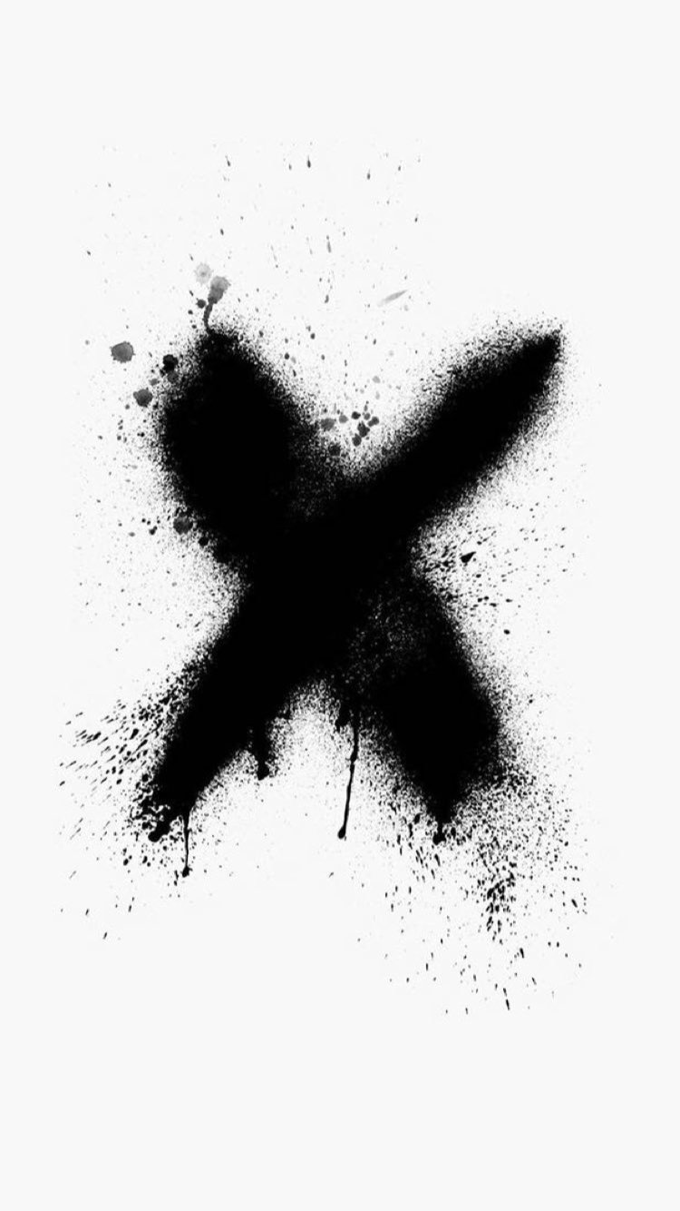 X, Spray-Farbe, Schwarz-Weiß, Minimalistisch, Weißer Hintergrund, Sperrbildschirm fürs iPhone