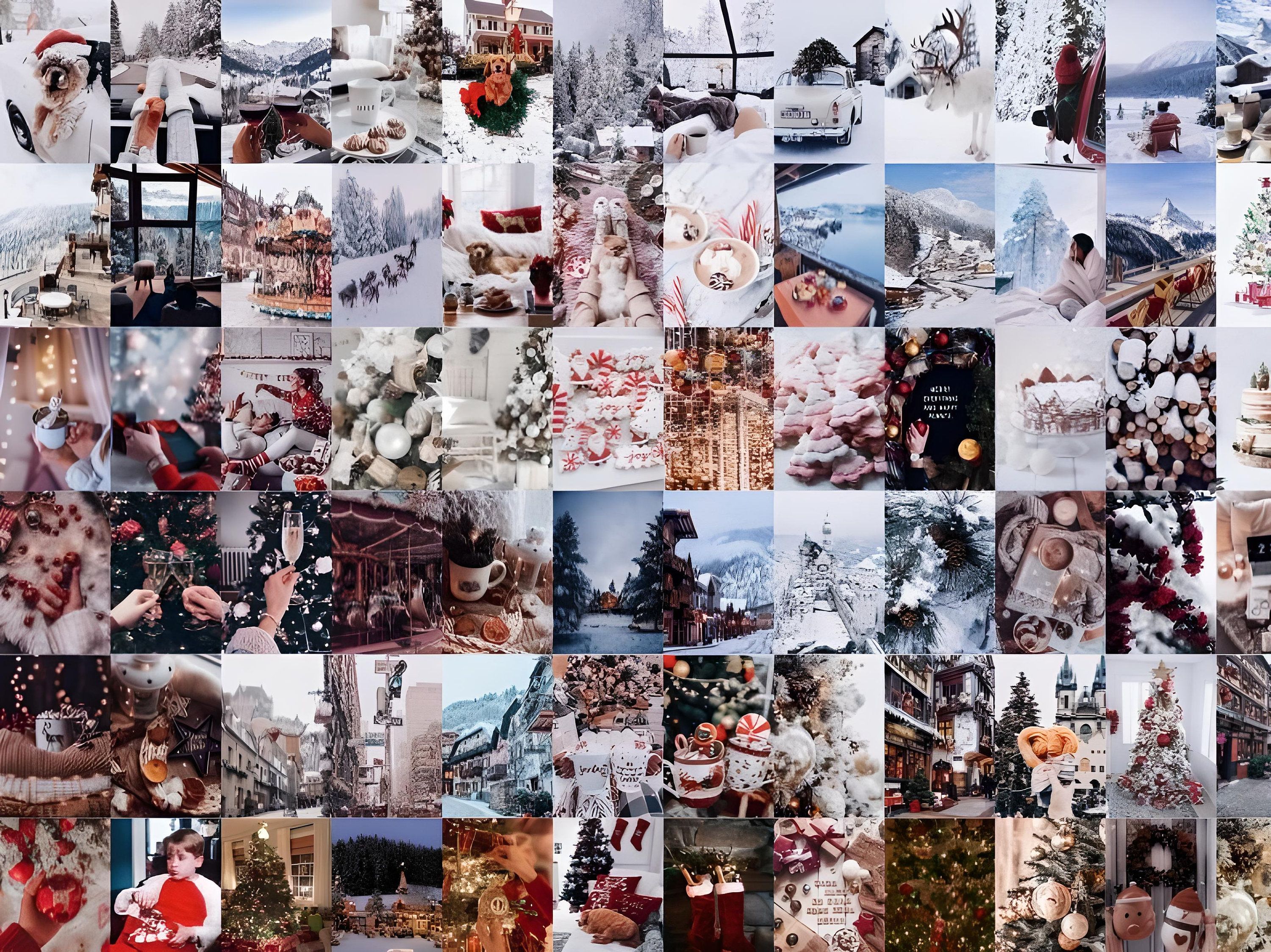 Collage, Verschneite Landschaft, Weihnachtsmann, Winter, Gemütlich, 2K, iPad-Hintergrundbild