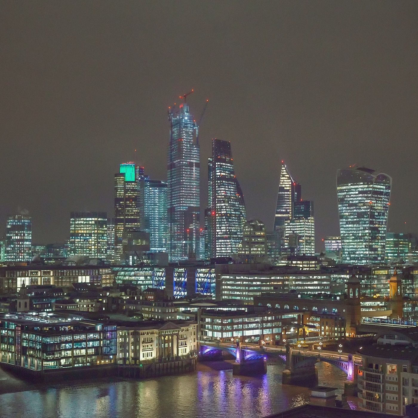 London, Skyline, Themse, Stadt bei Nacht, Wolkenkratzer, HD, Tablet-Hintergrund