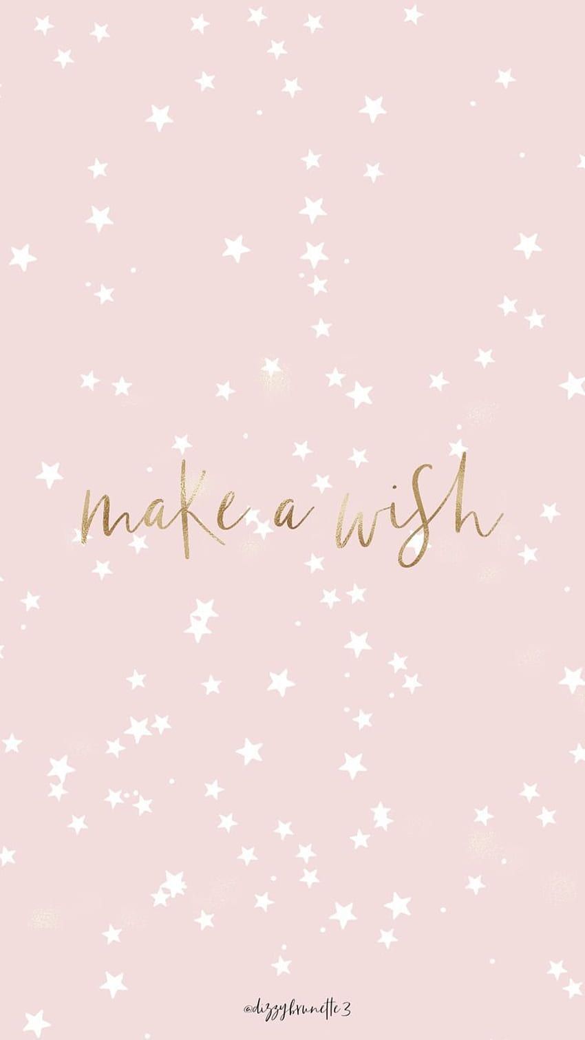 Make a Wish, Rosa Hintergrund, Schneefall, Goldschrift, Minimalistisch, Sperrbildschirm fürs iPhone