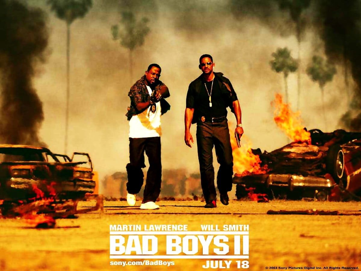 Bad Boys II, Will Smith, Martin Lawrence, Filmplakat, Explosion, Action, Hintergrundbild fürs iPad