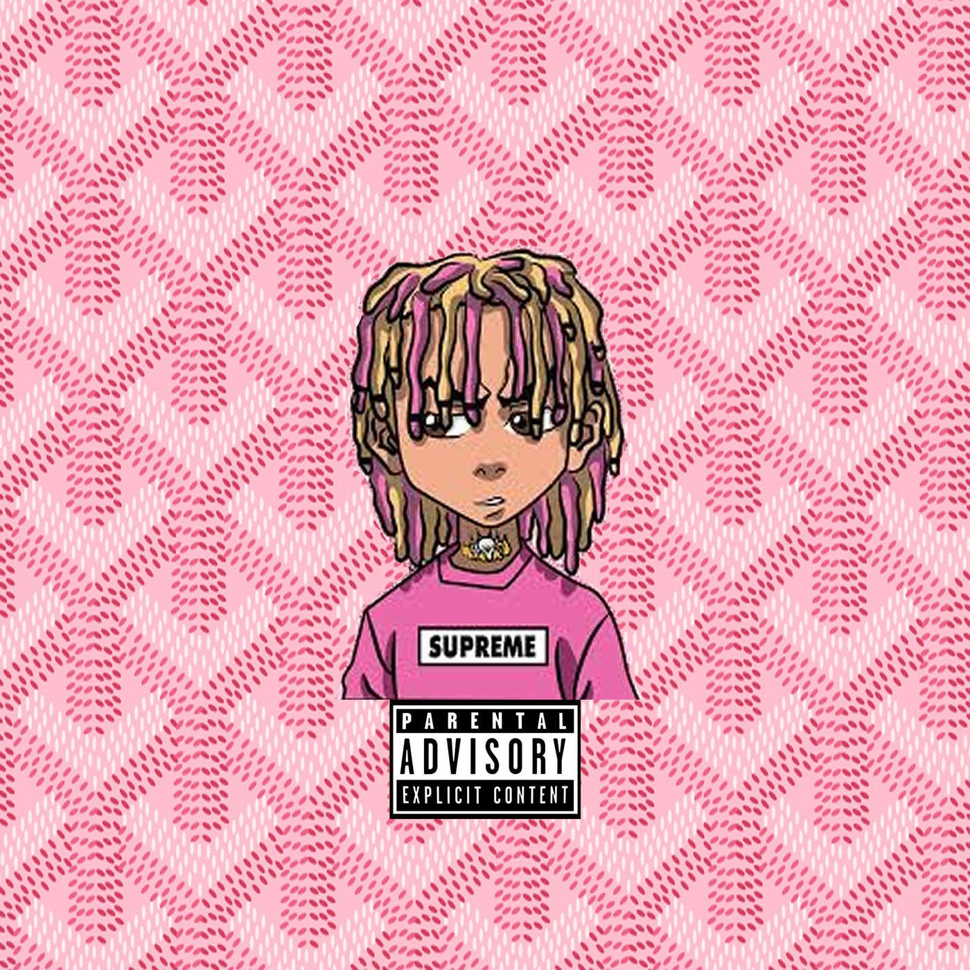 Supreme, Parental Advisory, Rapper, Cartoon, Rosa Muster, HD, Tablet-Hintergrund