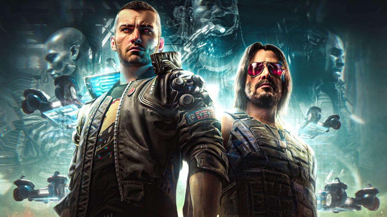 Cyberpunk 2077, Johnny Silverhand, Keanu Reeves, V (Cyberpunk 2077), Videospiel, HD-Hintergrund