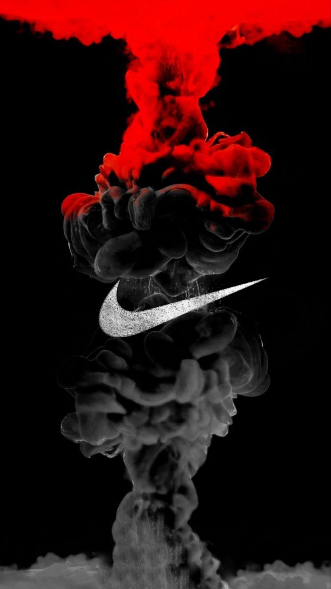 Nike, Logo, Rauch, Rot, Schwarz, Hochformat, Hintergrundbild fürs Smartphone