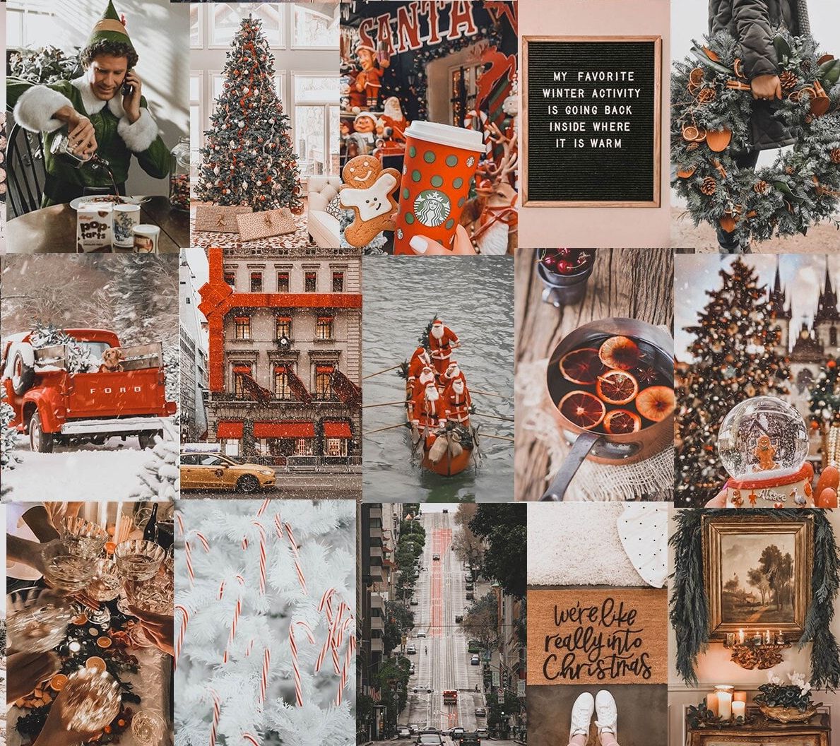 Collage, Weihnachtsbaum, Kranz, Gemütlich, Rottöne, Hintergrundbild für iPad und Tablet
