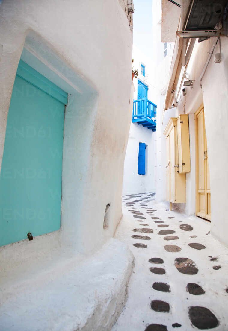 Gasse, Weiße Wände, Türkise Tür, Gepflasterter Weg, Griechische Insel, HD, iPad-Hintergrundbild
