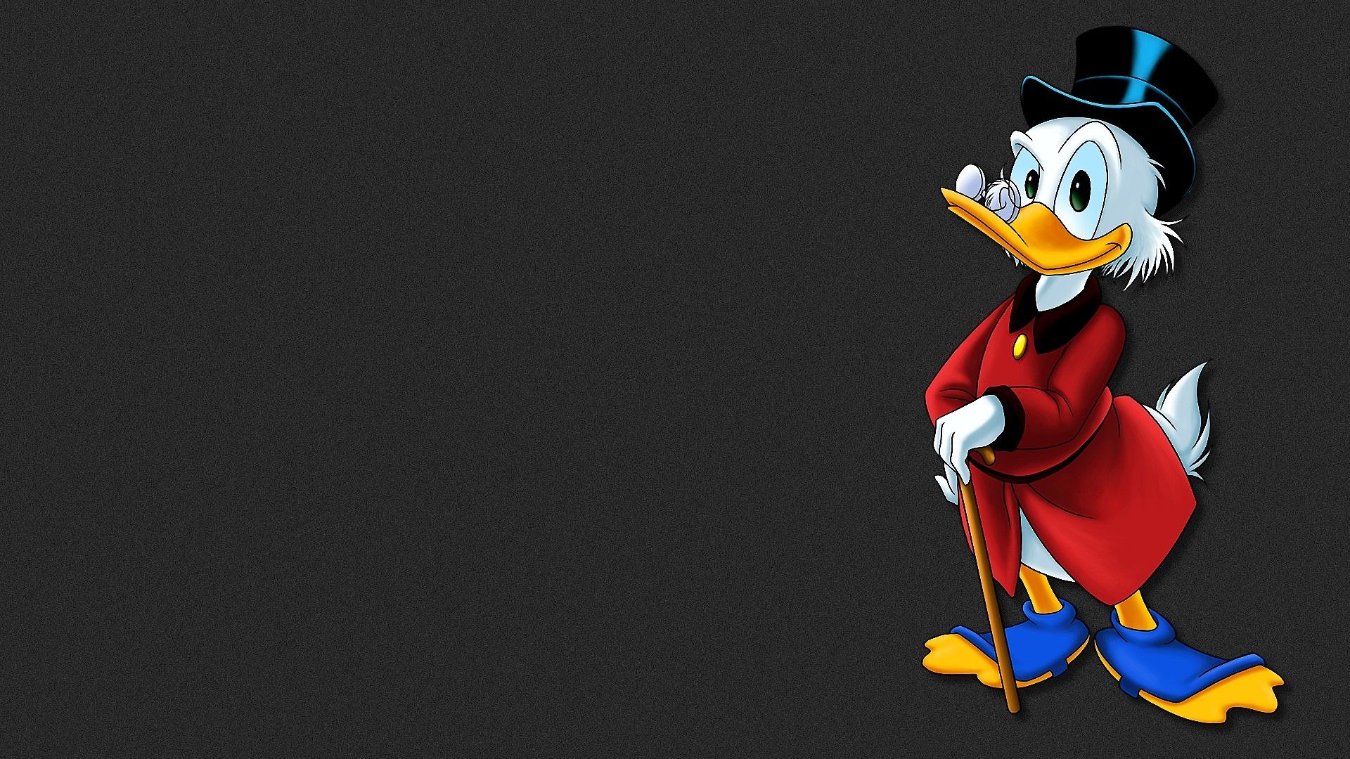 Dagobert Duck, Disney, Zylinder, Gehstock, Dunkelgrauer Hintergrund, Full HD Wallpaper