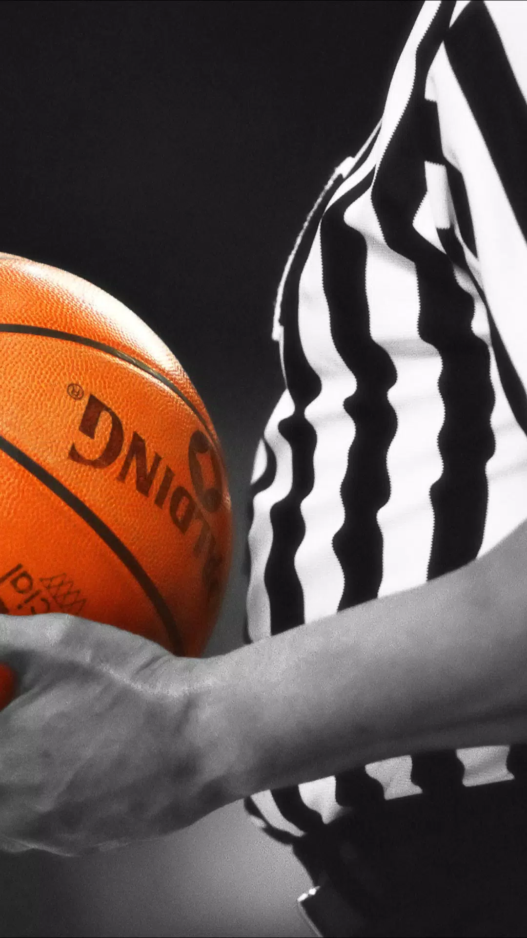 Basketball, Schiedsrichter, Schwarz-Weiß, Nahaufnahme, Sport, 1080x1920, Handy-Hintergrund