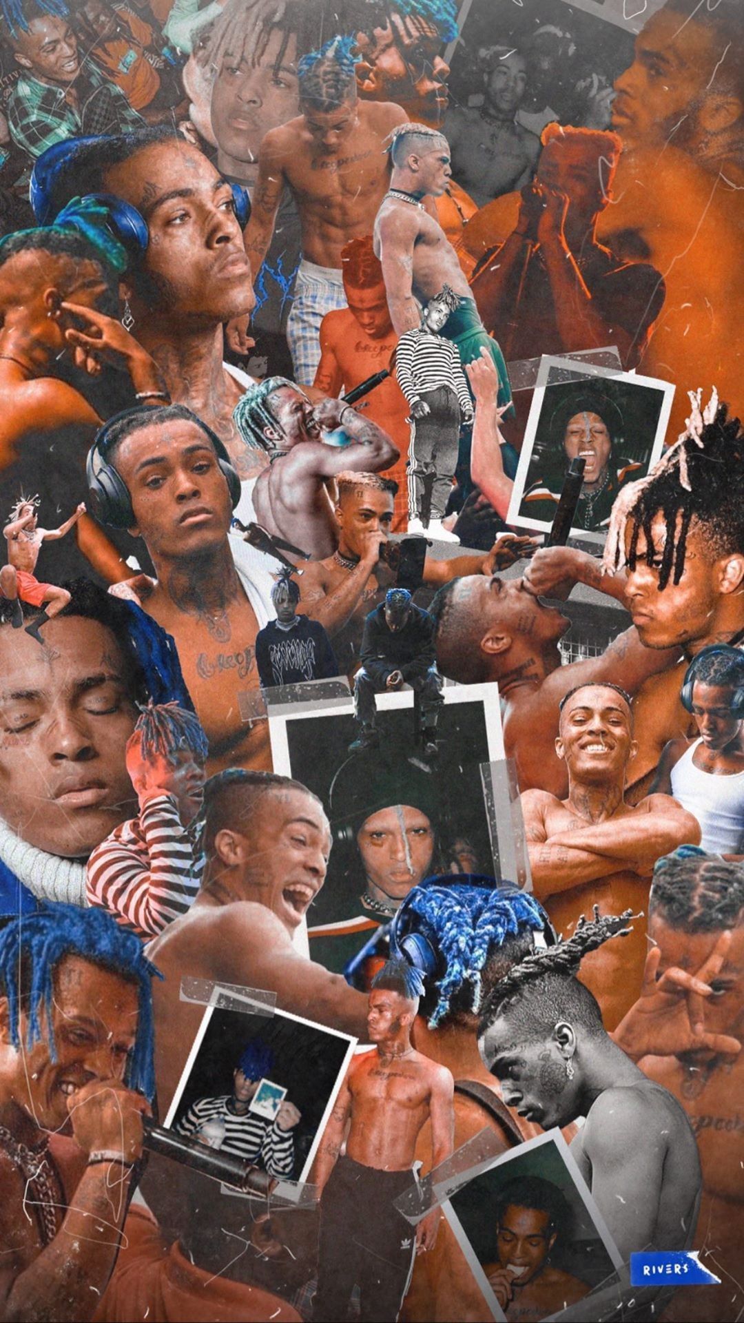 XXXTentacion, Collage, Rapper, Orange, Fotos, Full HD, Sperrbildschirm fürs iPhone