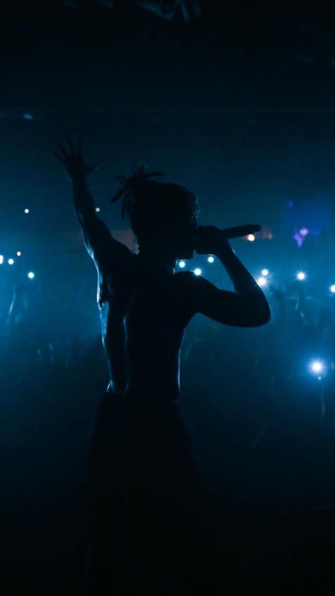 XXXTentacion, Silhouette, Mikrofon, Konzert, Blaues Licht, Full HD, Handy-Hintergrund