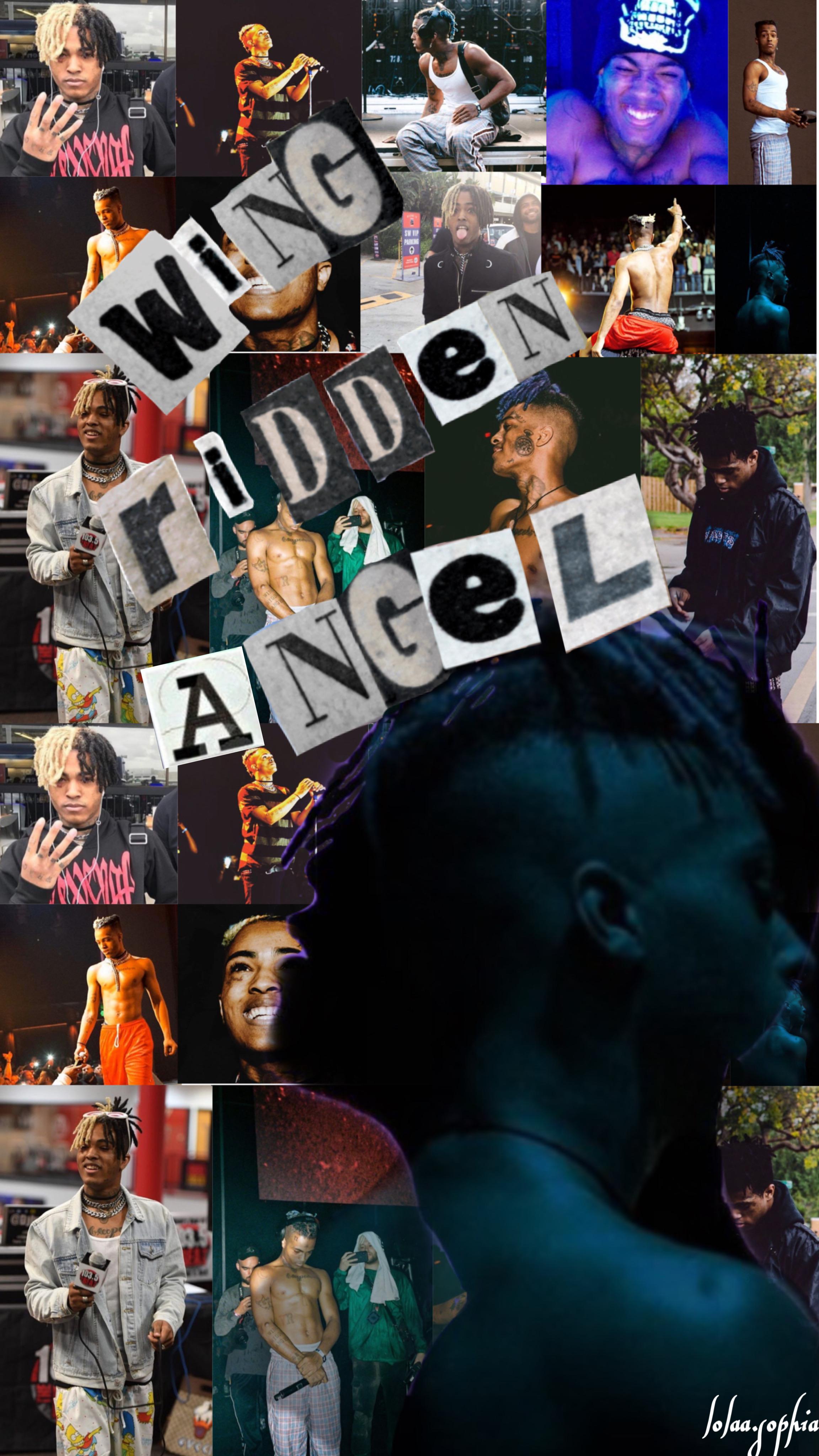 XXXTentacion, Collage, Schriftzüge, Fotos, Rapper, QHD+, Handy-Hintergrund im Hochformat