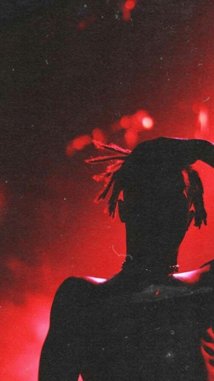 XXXTentacion, Silhouette, Dreadlocks, Rotes Licht, Dunkel, HD, Handy-Hintergrund
